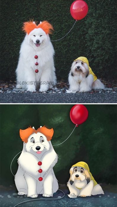 perritos con globos ;Artista convierte a mascotas ordinarias en personajes Disney