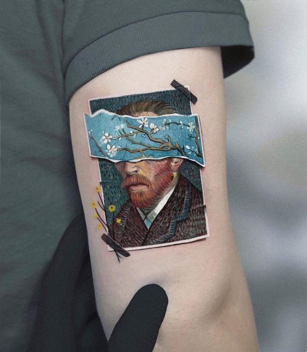 Van Gogh ;Artista realiza coloridos tatuajes que parecen miniobras de arte 
