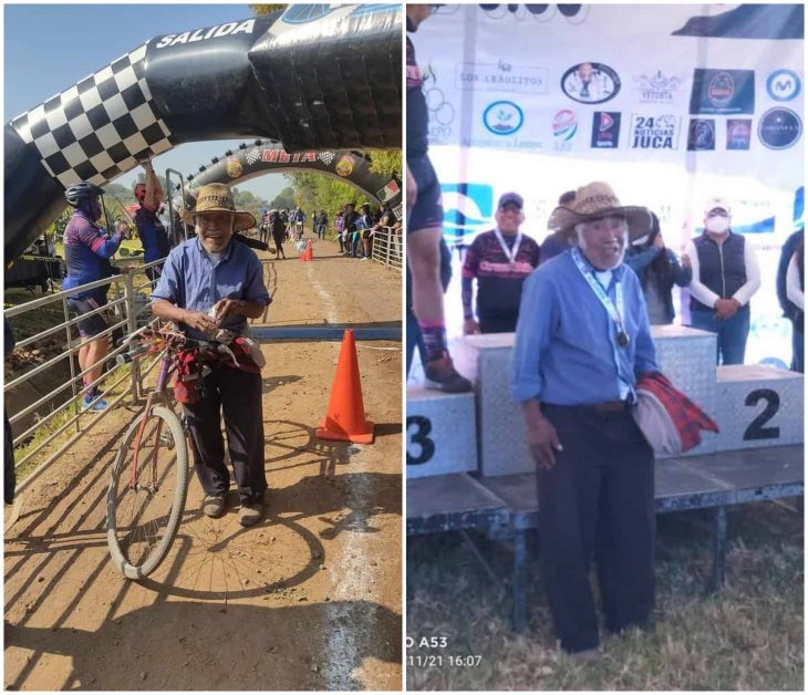 Abuelito en competencia de ciclismo 