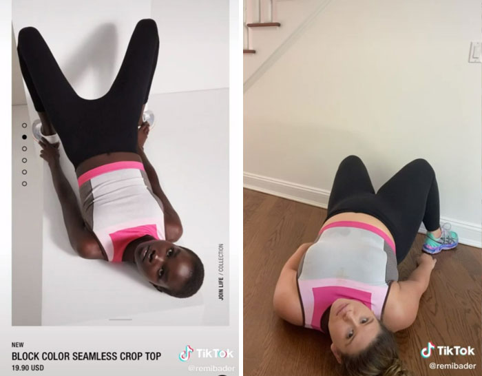 girl with leggings; Recreate poses of Zara models to show how ridiculous they are