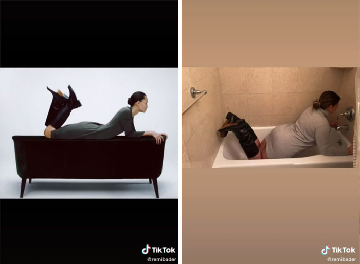 Girl in a tub; Recreate poses of Zara models to show how ridiculous they are