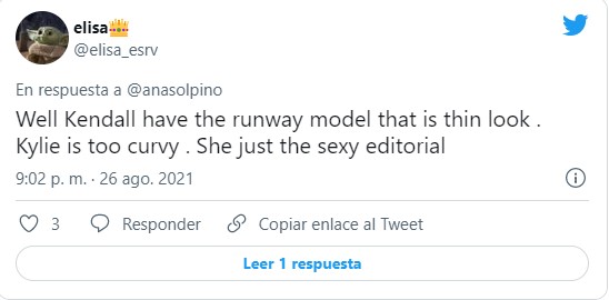 Comentarios en Twitter sobre la comparación de kendall con kylie 
