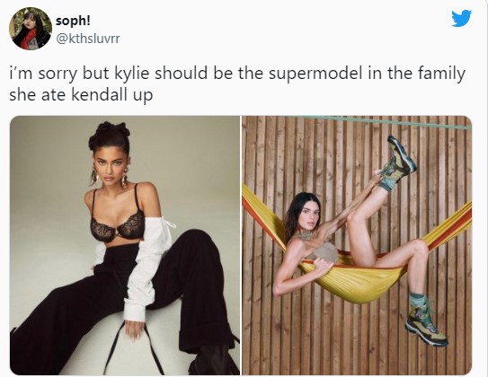 Comentarios en Twitter sobre la comparación de kendall con kylie 