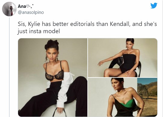 Comentarios en Twitter sobre la comparación de kendall con kylie 