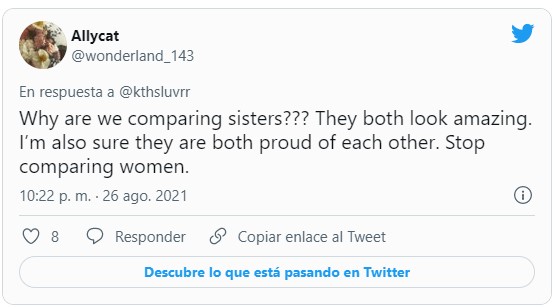 Comentarios en Twitter sobre la comparación de kendall con kylie 