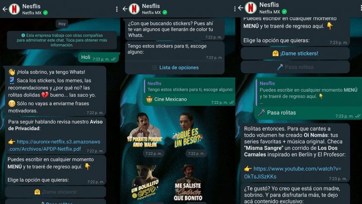 Pantalla Netflix; El tío Netflix ya tiene WhatsApp y los usuarios pueden chatear con él