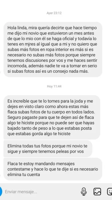 Estalla en celos y le pide a la ex de su novio que limine sus fotos y redes sociales