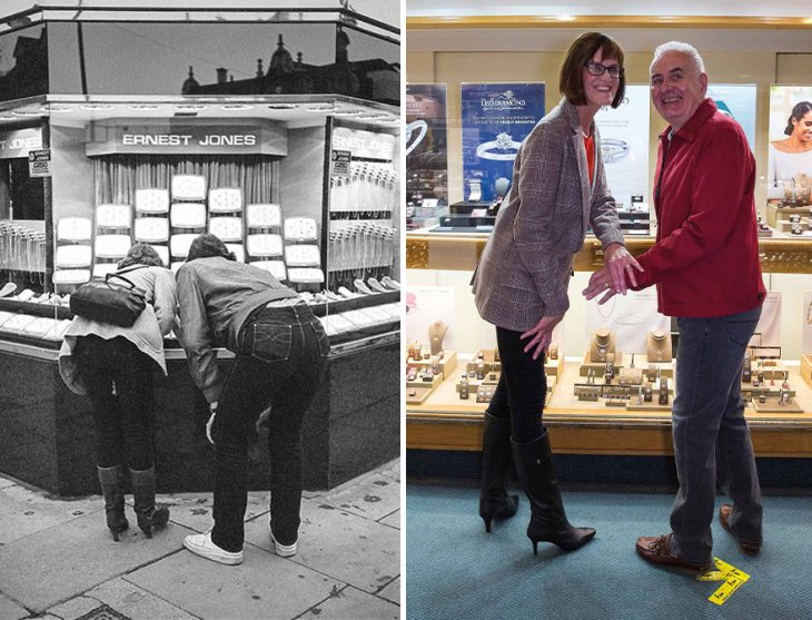 pareja tomada de la mano ; Chris Porsz Fotógrafo encuentra a personas que fotografío  hace años y logra recrear las imágenes