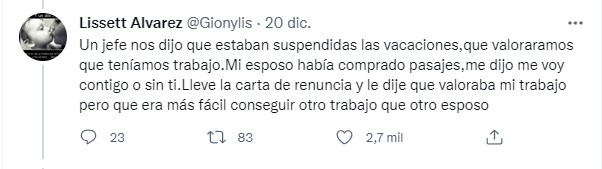 comentario a un tuit de un joven que renunció porque no le quisieron dar vacaciones