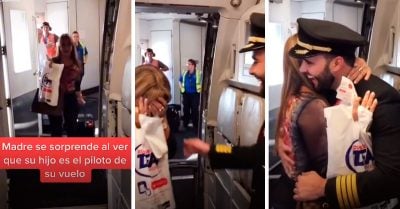 Mamá orgullosa rompe en llanto y se emociona al ver que el piloto de su vuelo era su hijo