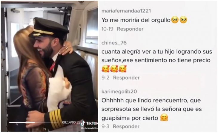 Mamá se emociona al ver que el piloto de su vuelo era su hijo; se sentía orgullosa