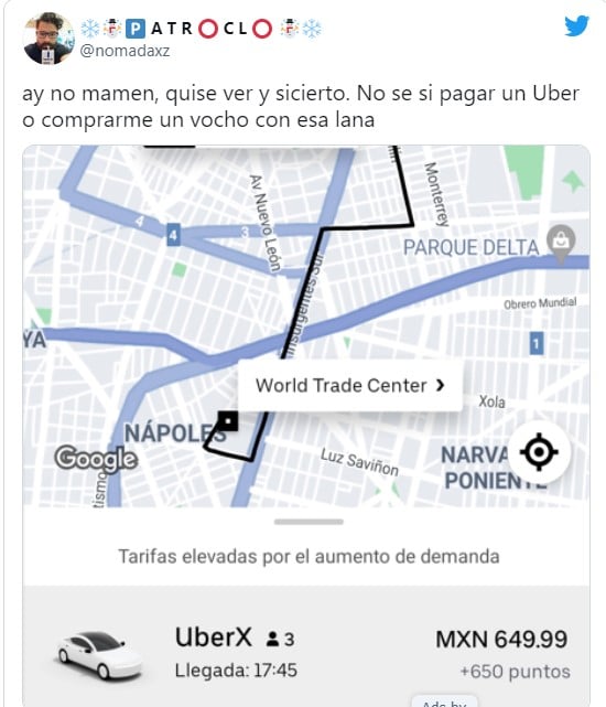 Memes sobre el aumento de tarifas en Uber y Didi