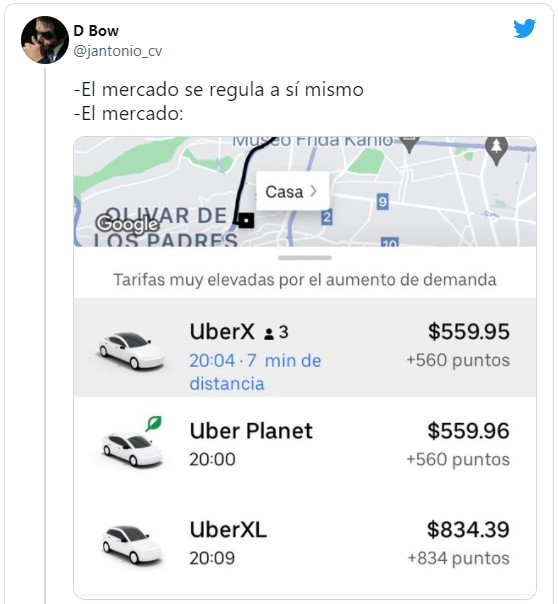 Memes sobre el aumento de tarifas en Uber y Didi