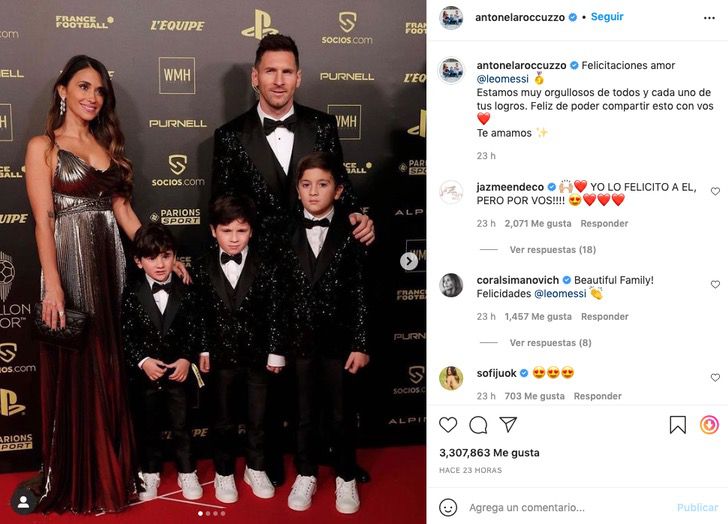 Comments on twitter about Messi's reaction to antonela 