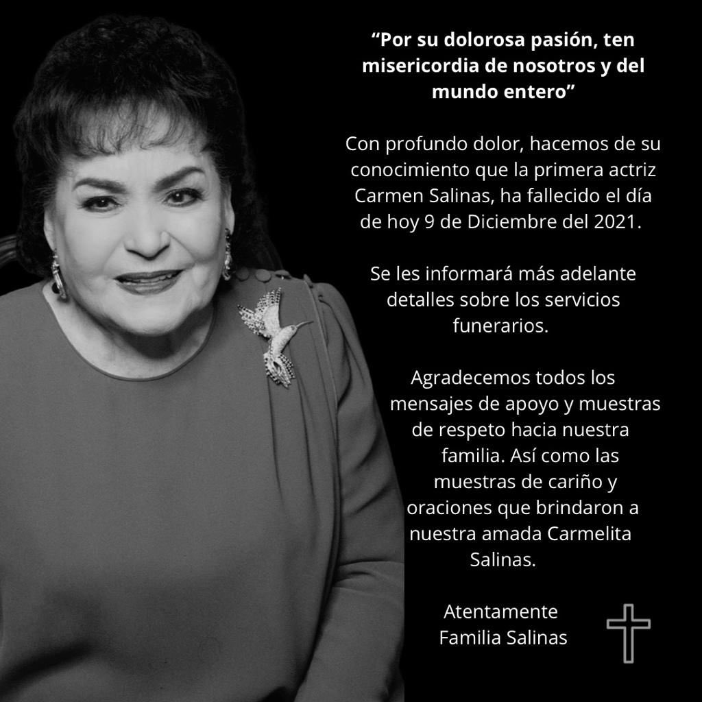 Carmen Salinas death statement 