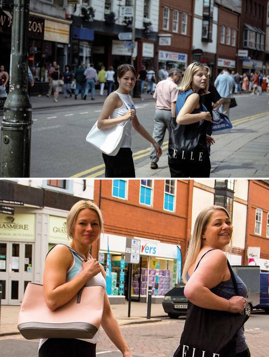 amigas; Chris Porsz Fotógrafo encuentra a personas que fotografío  hace años y logra recrear las imágenes