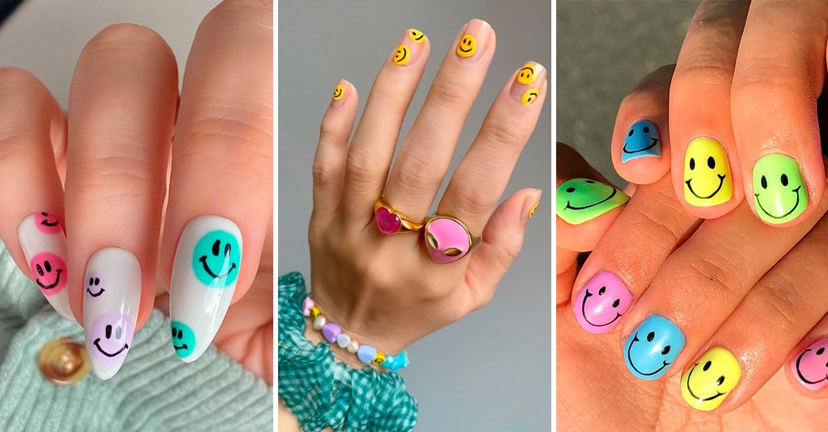 Diseños de uñas con caritas felices para ser más positiva
