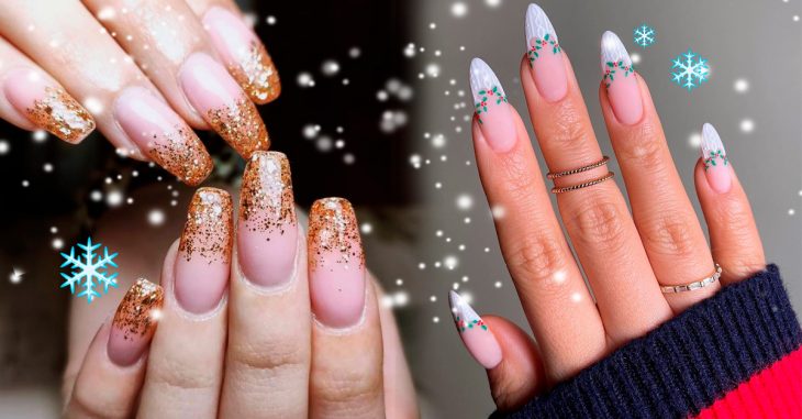 Uñas francesas con un toque navideño para la posada navideña