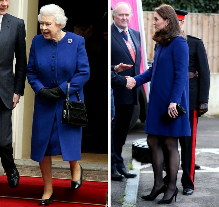 Comparación de outfits entre Kate Middleton y la reina Isabel II