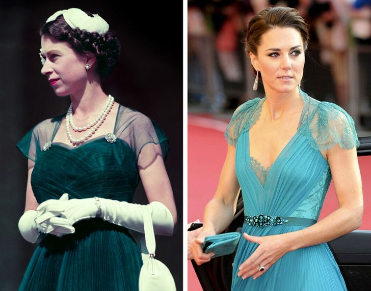 Comparación de outfits entre Kate Middleton y la reina Isabel II