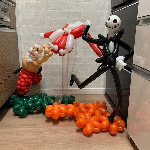 Jack Skellington ;artista japones crea figuras con globos