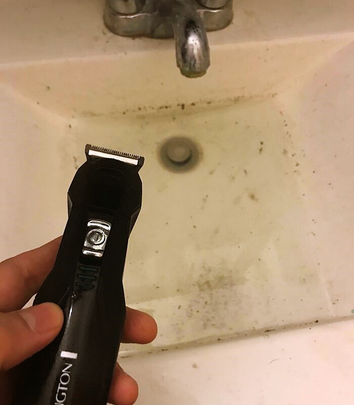 Shaving in the sink