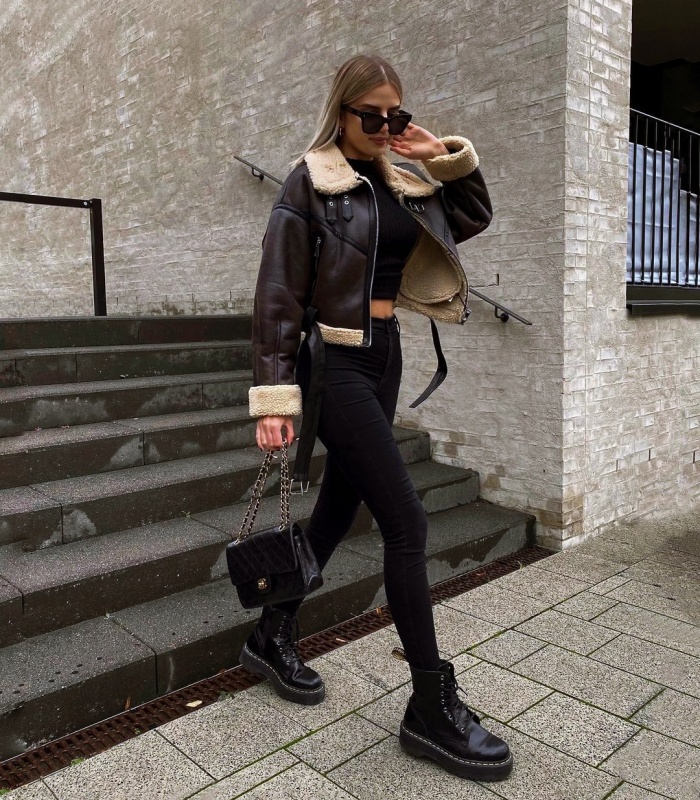 Girl, girl, girl with brown, dark, blonde, light hair, wearing jeans, sweater, pants, skirt, stockings and Christmas looks with coats and high boots