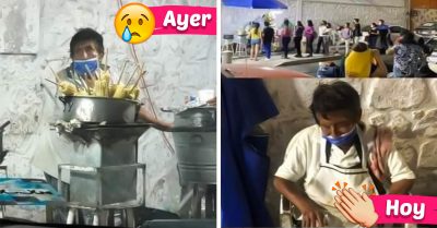 ¡Sí se pudo! Nadie le compraba, y tras difusión en redes, abuelita logró vender todos sus elotes