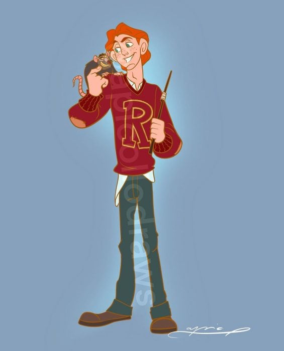 Ron; ¡El mejor crossover! Artista convierte a personajes Disney en protagonistas de Harry Potter