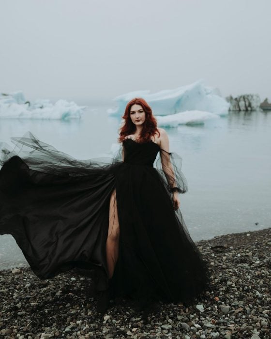 Girl in a black dress;  Bye bye traditions!  Bride wears black dress at her wedding and she looks gorgeous