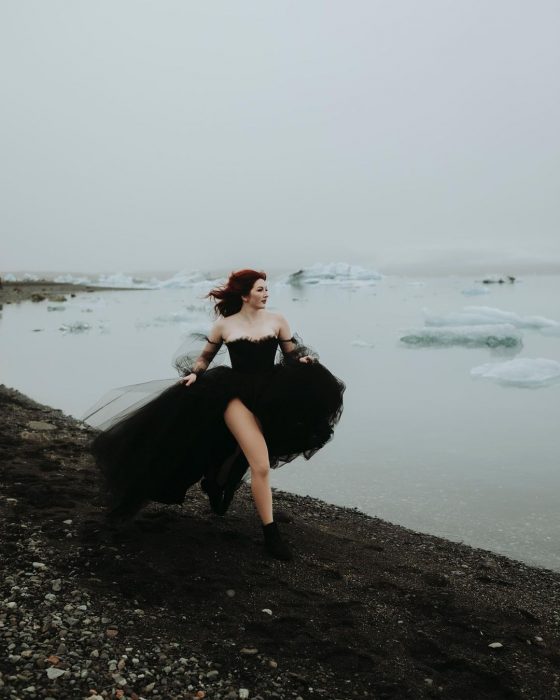 Girl in a black dress;  Bye bye traditions!  Bride wears black dress at her wedding and she looks gorgeous