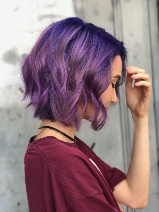 morados y lilas ;15 Ideas para teñir tu cabello en corte Bob y verte fashionista