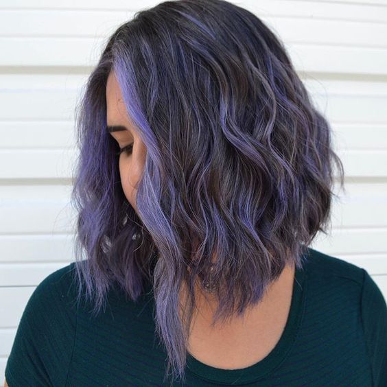 purple flashes; 15 Ideas to dye your hair in Bob cut and look fashionista