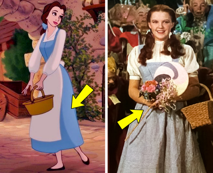 Belle from the movie Beauty and the Beast in comparison with Dorothy from Wizard of Oz 