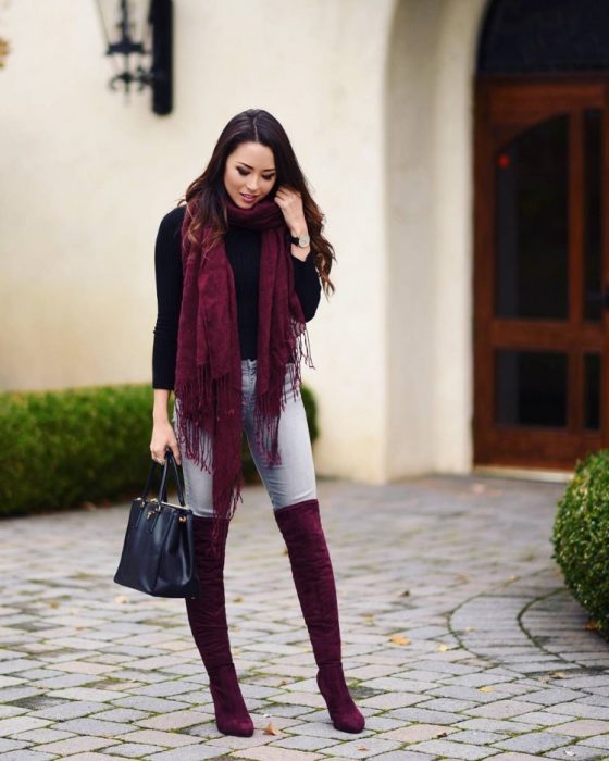 10 Very cute outfits for you to wear your wine-colored clothes