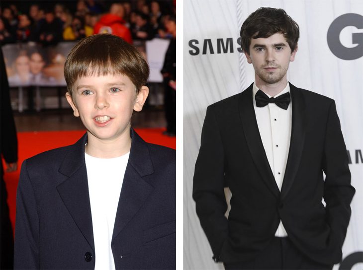 Freddie Highmore en una imagen comparativa de niño vs adulto 