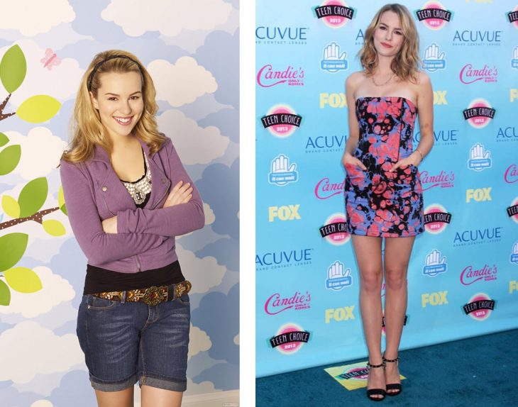 Bridgit Mendler en su papel en la serie buena suerte Charlie y su versión actual 