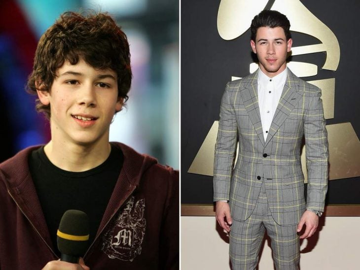 Nick Jonas en comparativa de él joven y una de adulto 
