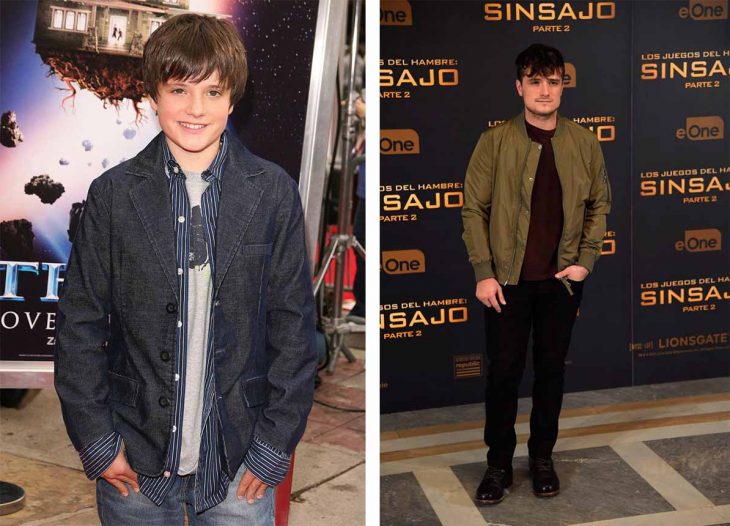 imagen comparativa del actor Josh Hutcherson de niño y de adulto