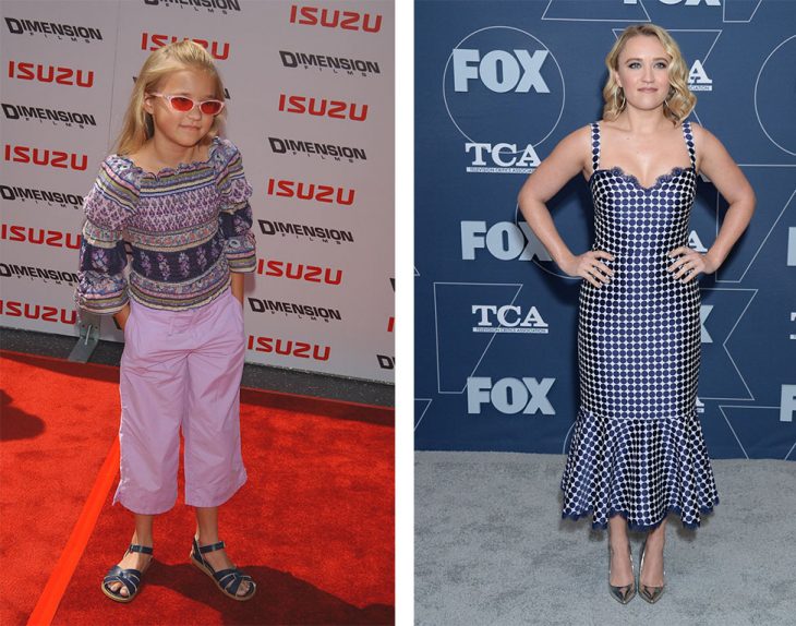 imagen comparativa de Emily Osment de niña y de adulta 