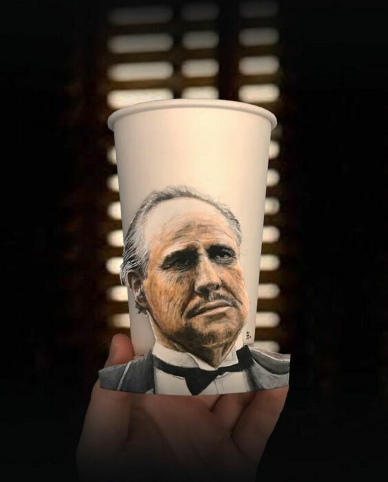 The Godfather ;Artist recreates beautiful works of art in paper cups and the result is beautiful 