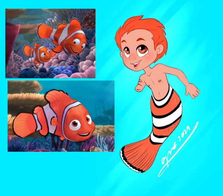 Nemo ;Artista dibuja a los personajes de Buscando a Nemo como humanos y son bellísimos