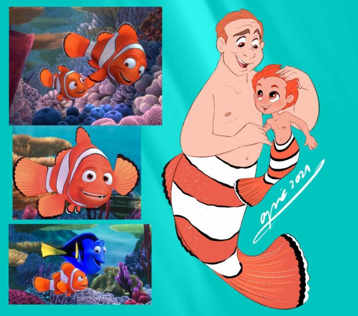 Marlin y Nemo ;Artista dibuja a los personajes de Buscando a Nemo como humanos y son bellísimos