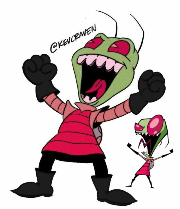 dibujo del personaje invasor zim al estilo del año 1930