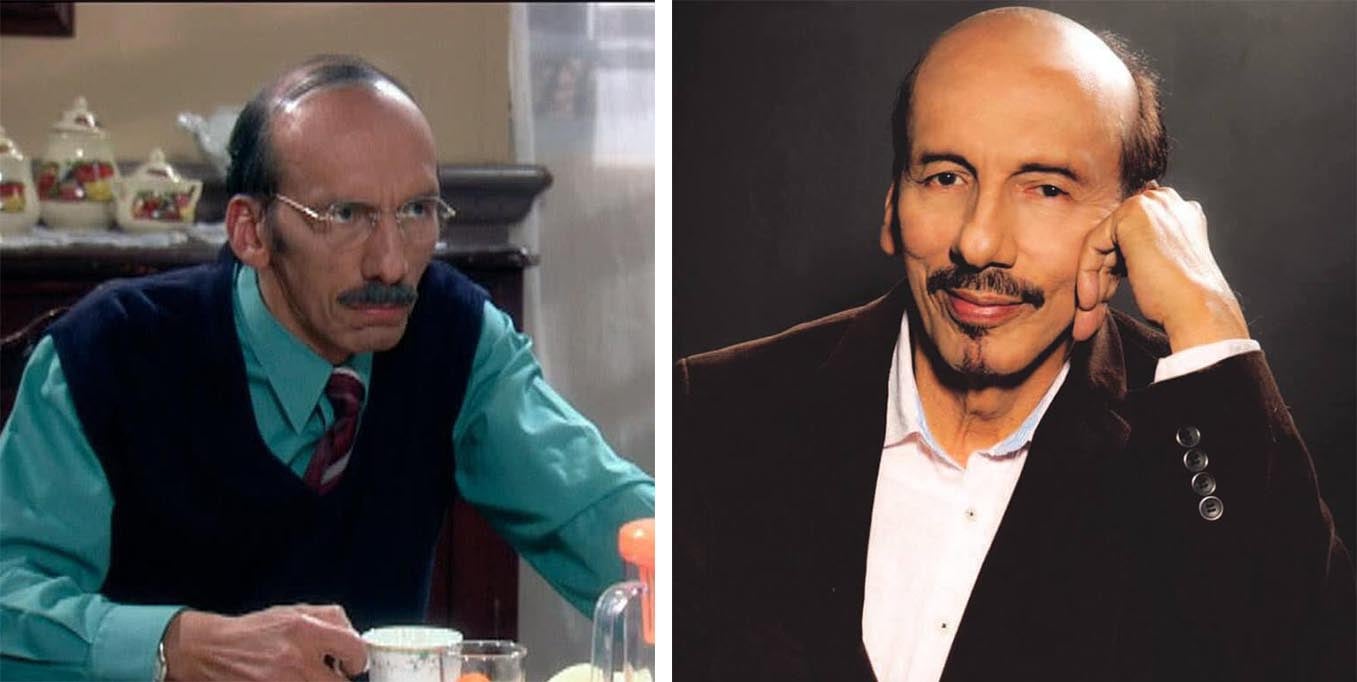 Actor Jorge Herrera in comparison with his character as Hermes Pinzón in Betty la fea