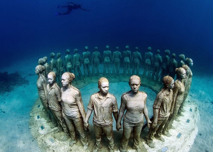 Objects captured at the bottom of the sea 