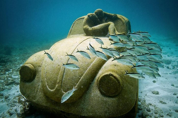 Objects captured at the bottom of the sea 