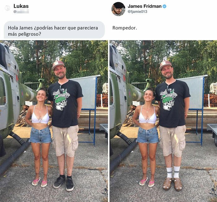 man with sandals; The 'Photoshop Troll' returned to edit the photos of his followers and makes the internet laugh