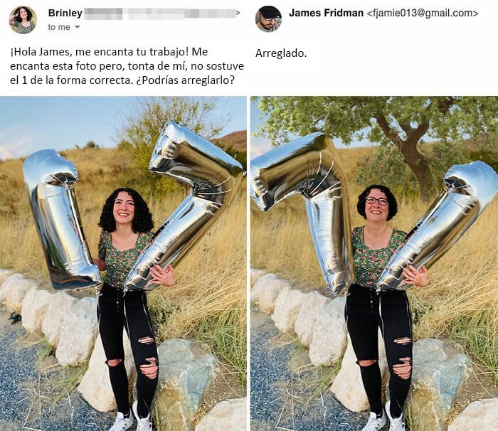 chica con globos ;El 'Troll de Photoshop' regresó para editar las fotos de sus seguidores y hace reír a internet