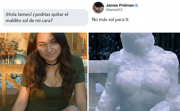 muñeca de nieve ;El 'Troll de Photoshop' regresó para editar las fotos de sus seguidores y hace reír a internet